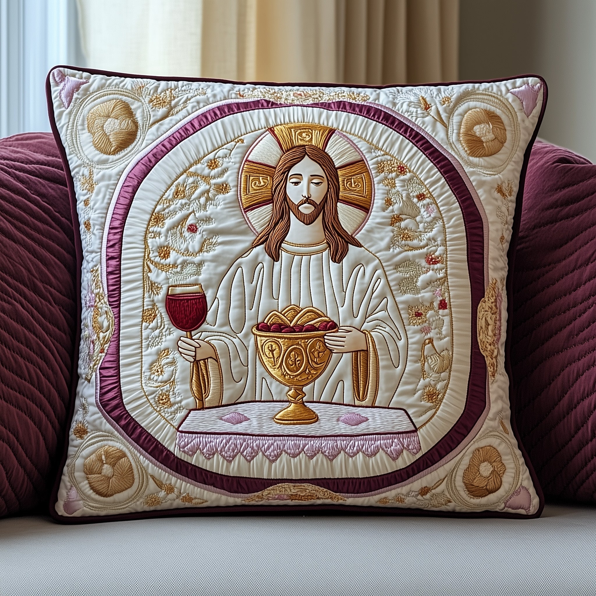 Maundy Thursday Quilted Pillow Case Decorative Pillow Cover MerchUnique Easter Gifts Holiday