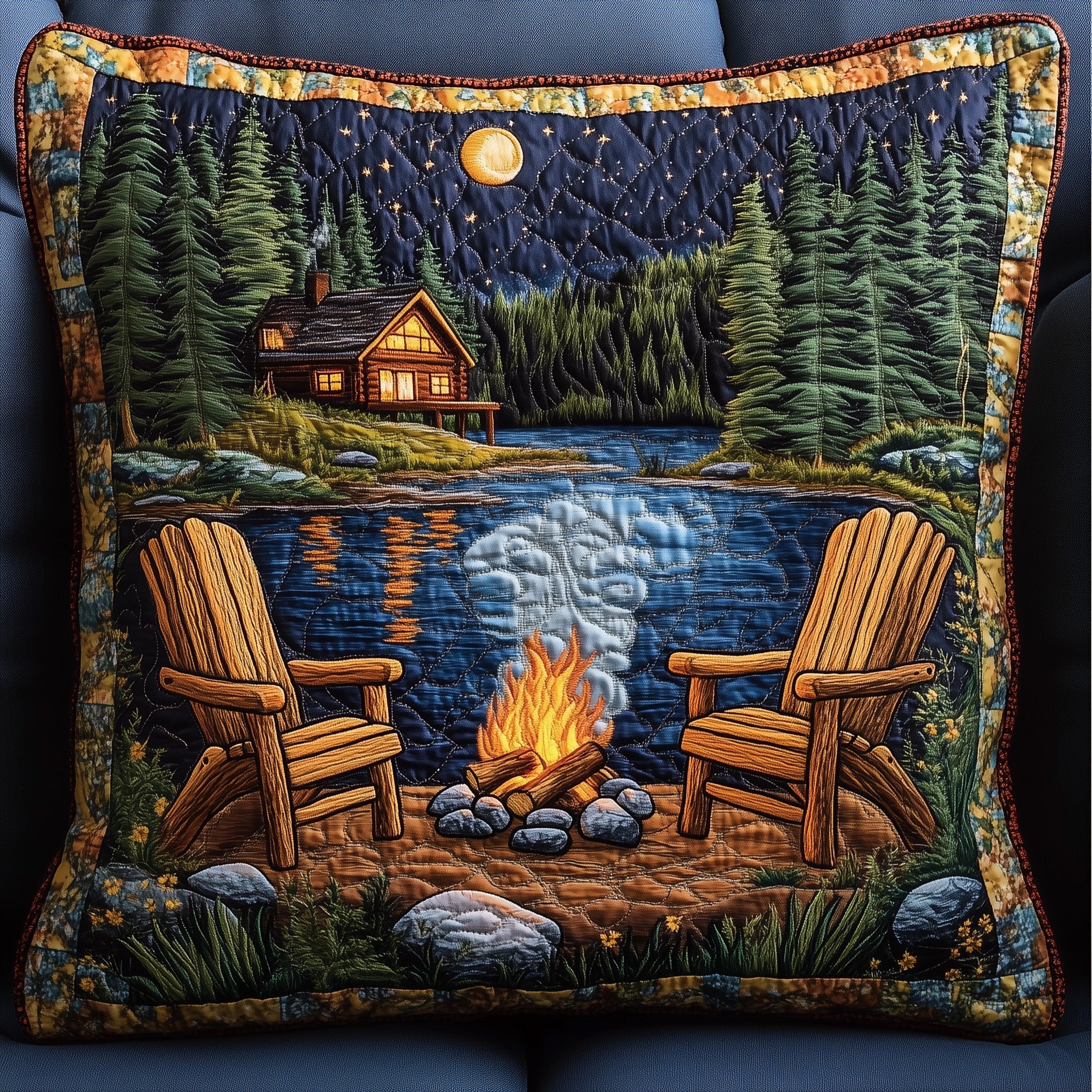 Midnight Harmony Quilted Pillow Case Decorative Pillow Cover MerchNovelty Camping Gifts For Him