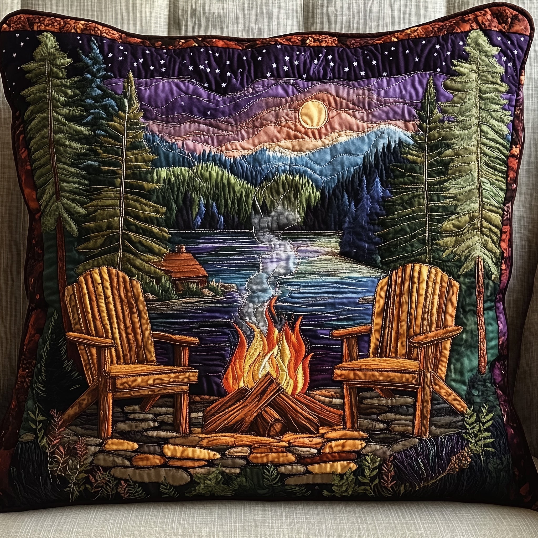 Midnight Harmony Quilted Pillow Case Decorative Pillow Cover MerchSpecial Camping Gifts Christmas