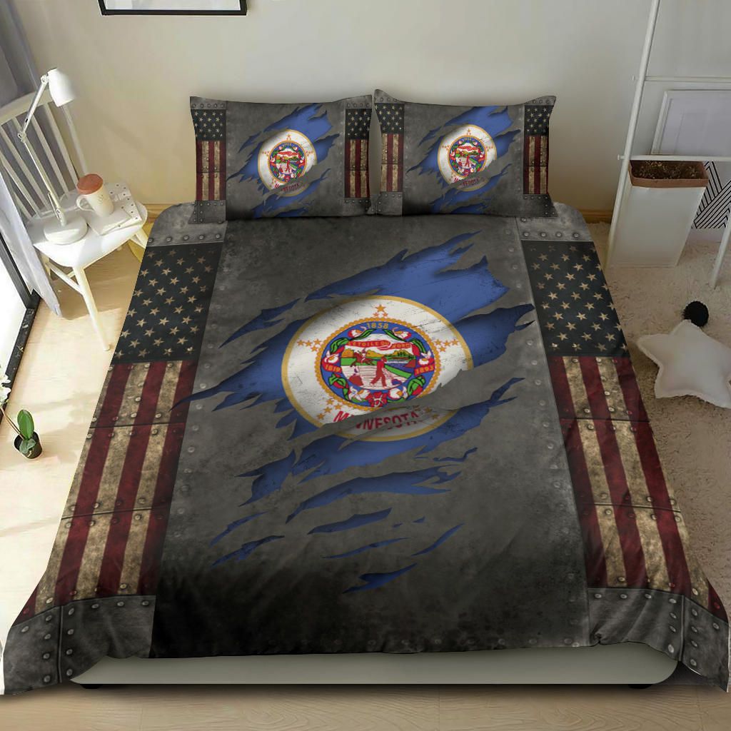 Minnesota Bedding Set Vintage American Flag State Minnesota Flag Merchandise - Image 2