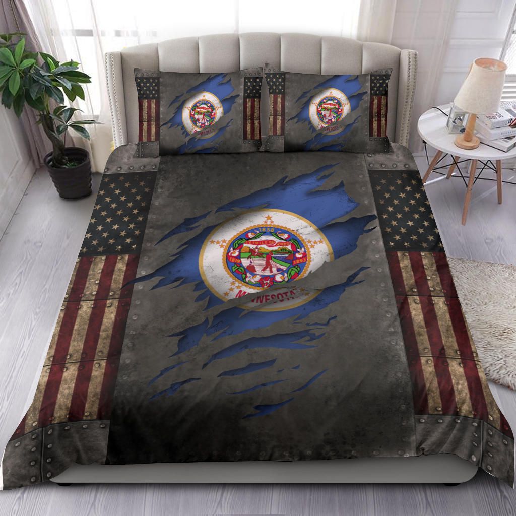 Minnesota Bedding Set Vintage American Flag State Minnesota Flag Merchandise