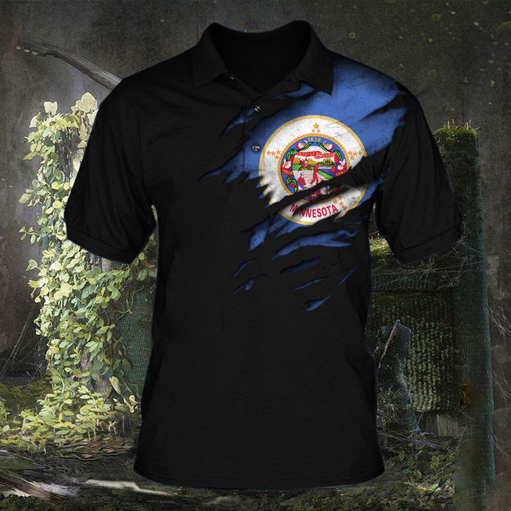 Minnesota Polo Shirt Mens Flag State Of Minnesota Clothing Patriotic Apparel - Image 2
