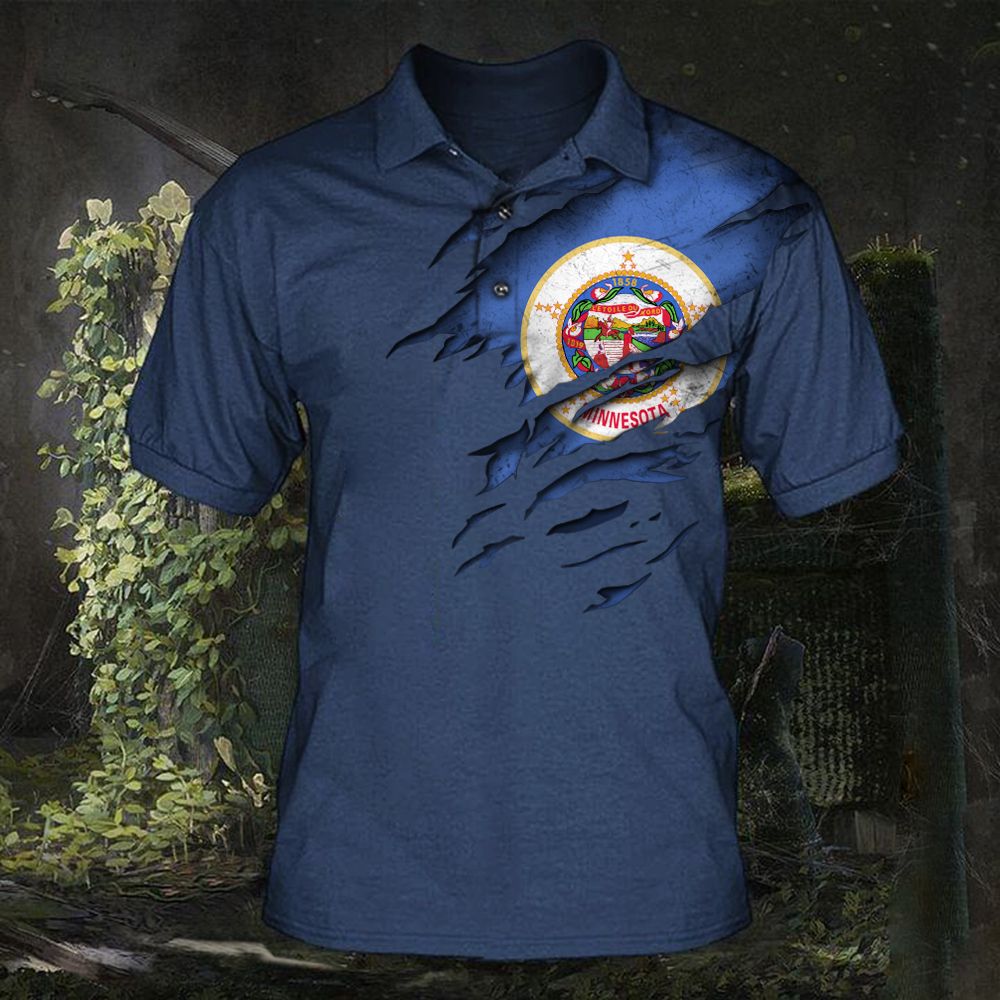 Minnesota Polo Shirt Mens Flag State Of Minnesota Clothing Patriotic Apparel