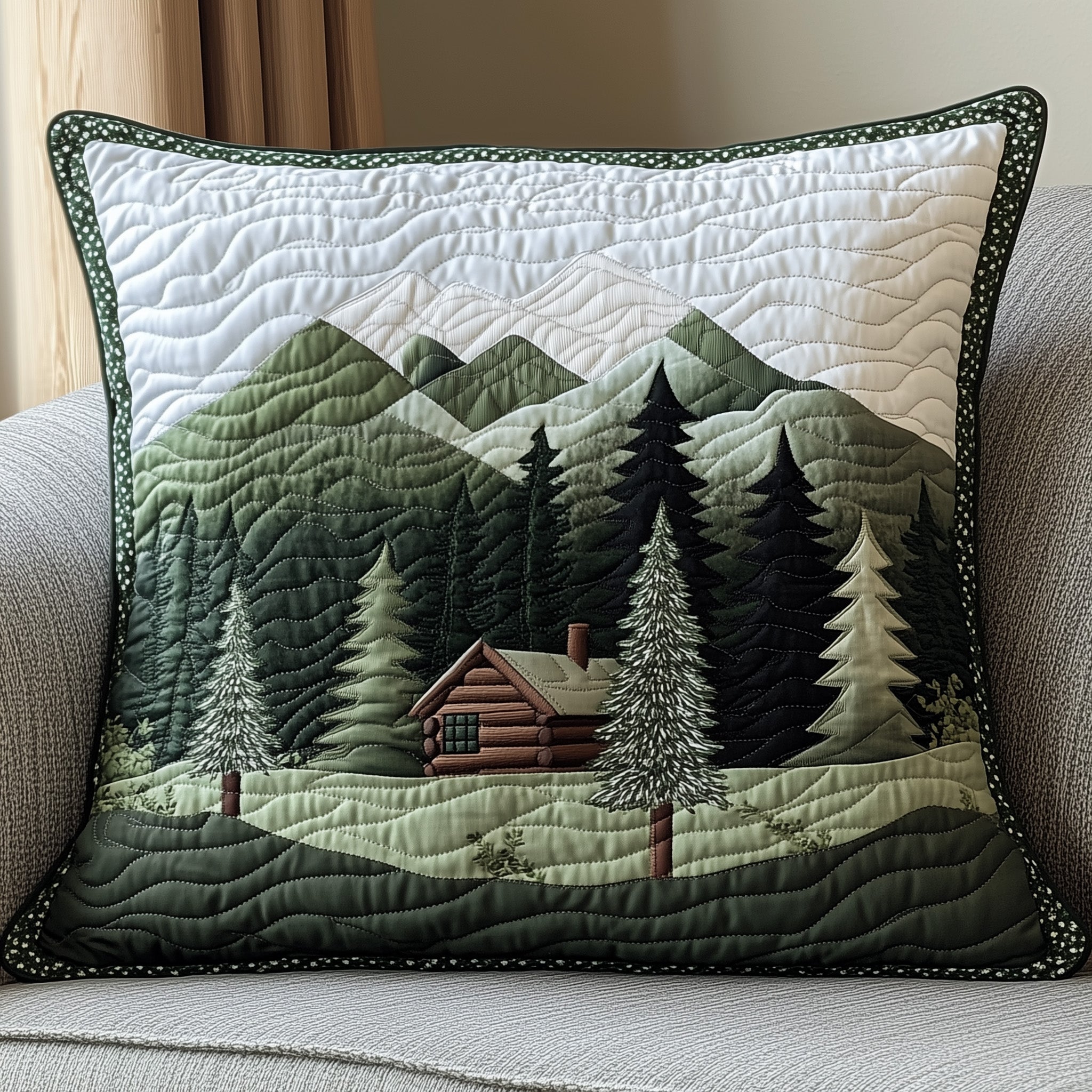 Misty Forest Mountain Quilted Pillow Case Decorative Pillow Cover MerchChristmas Gift Ideas For Brother And Sister In Law