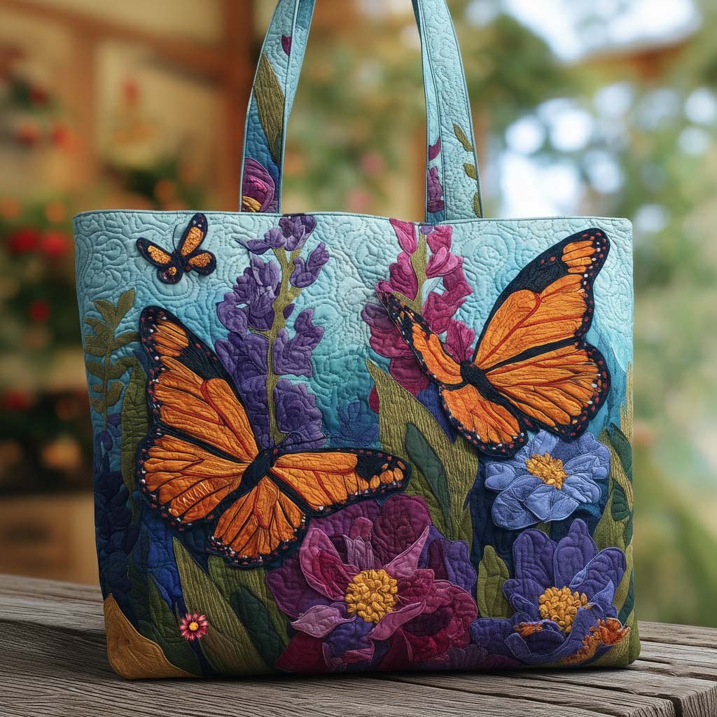 Monarch Butterfly Beauty Quilted Tote Bag Floral Handbag For Women Butterfly Birthday Gifts