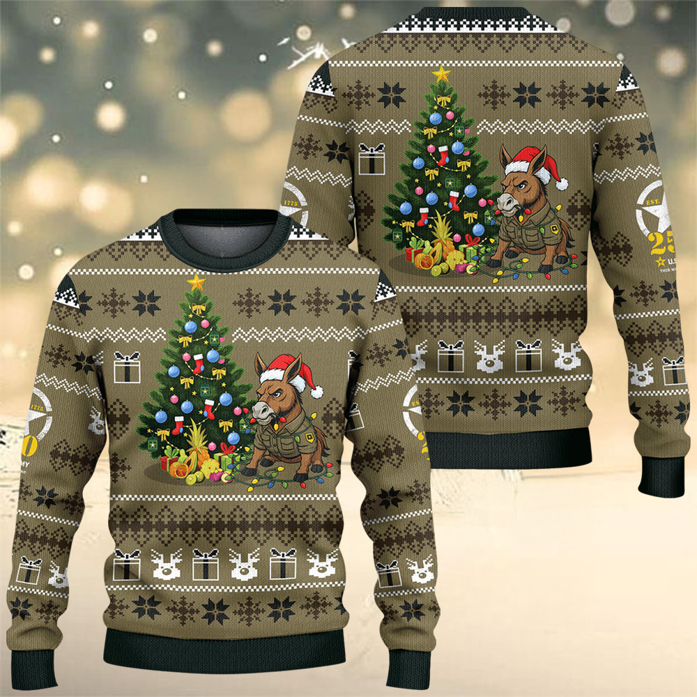 Mule US Army 250Th Anniversary Ugly Christmas Sweater Winter Apparel Army Retirement Gifts - Image 3