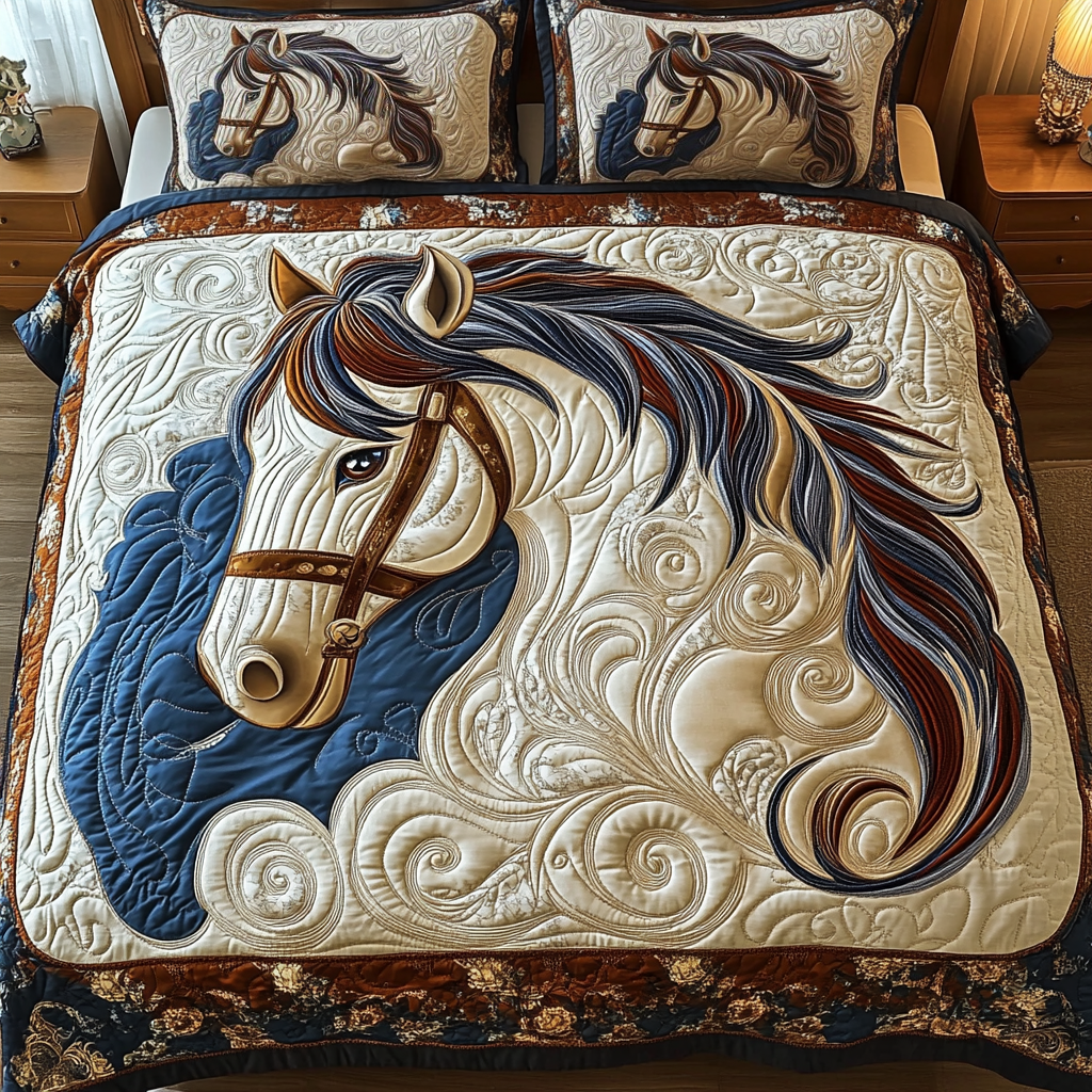 Mystic Horse Quilted Bedding Set Bedspread Set Christmas Presents For Horse Lovers