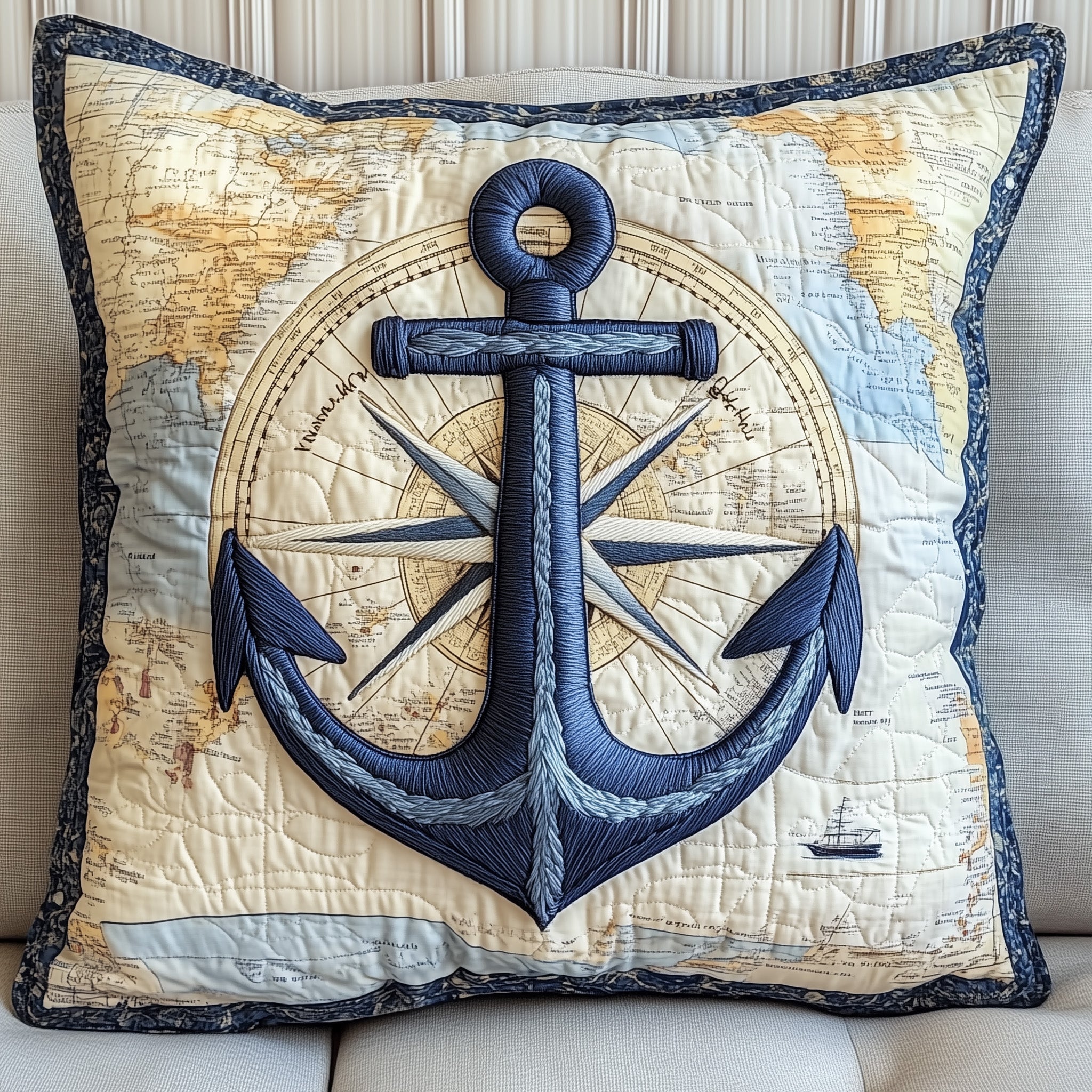 Nautical Anchor Quilted Pillow Case Pillow Protector CoverAnchor Gift Ideas For Him