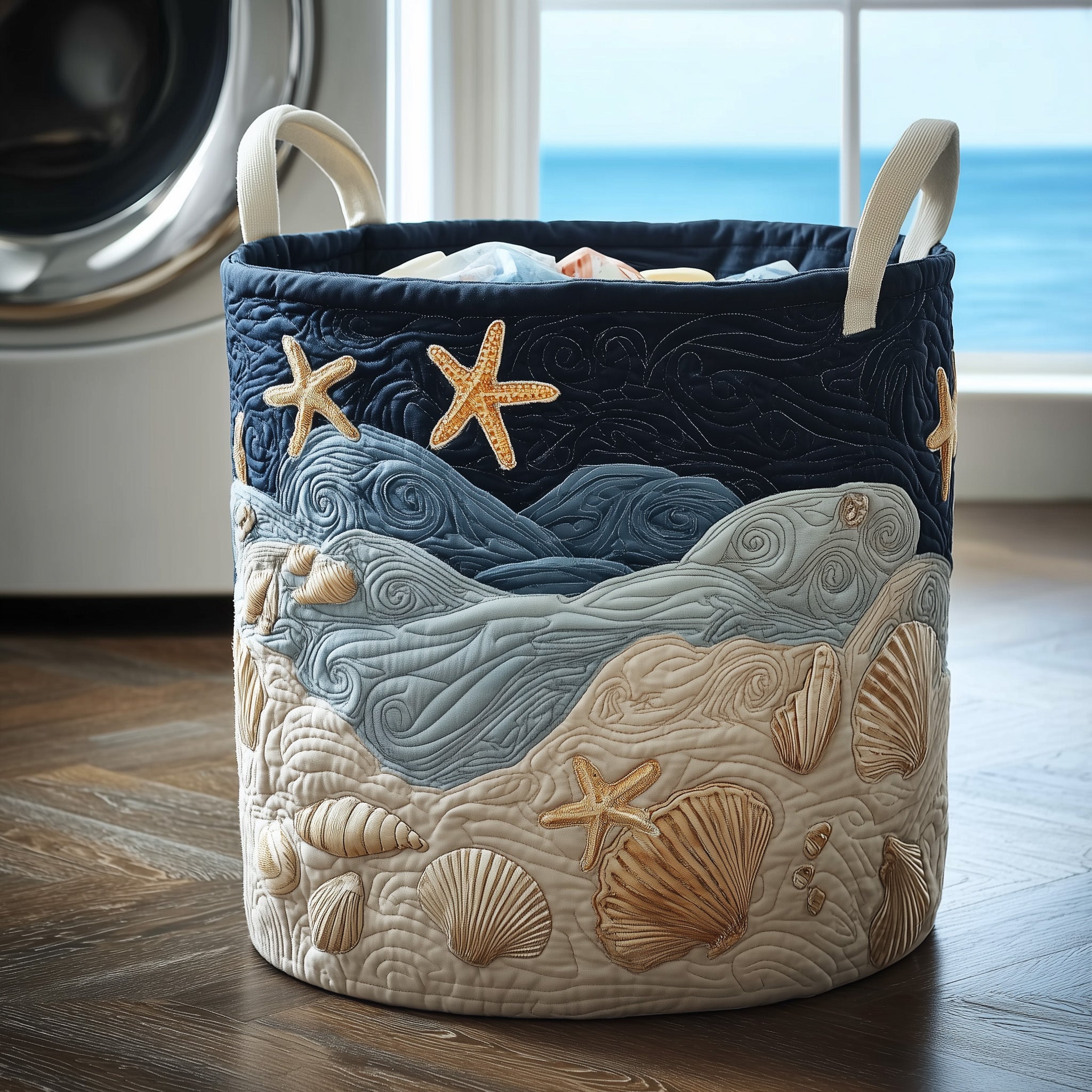 Ocean Breeze Quilted Laundry Basket Best Laundry Hamper Gifts For Ocean Lovers