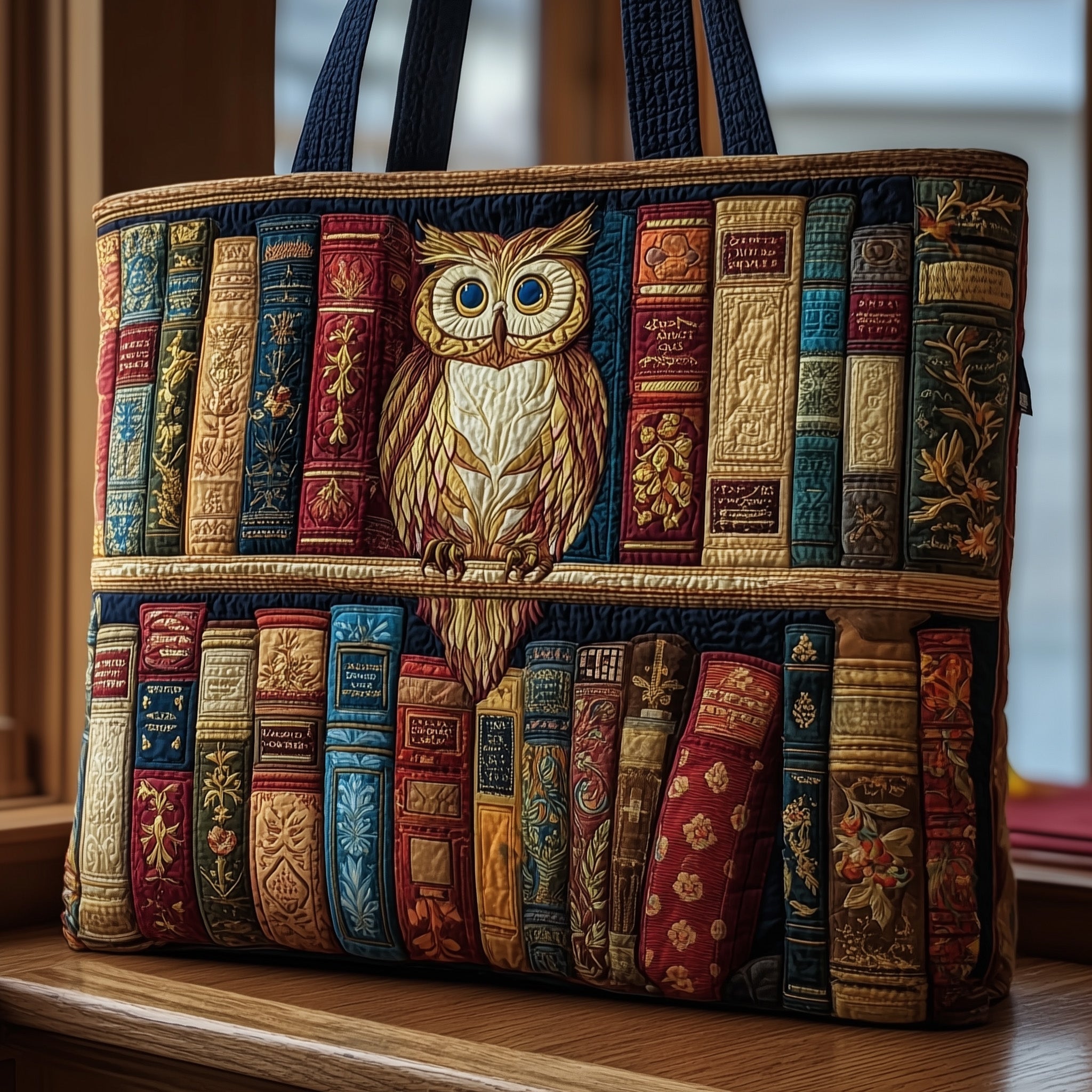 Owl Bookish Heaven Quilted Tote Bag Best Shoulder Handbags Gifts For Owl Lovers For Her