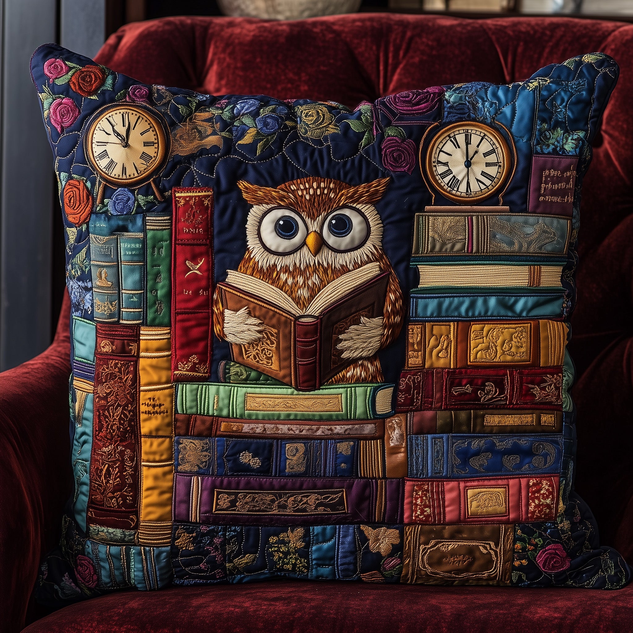 Owl Lady Love Reading Quilted Pillow Case Throw Pillow Cover ItemGifts With Owls On Them