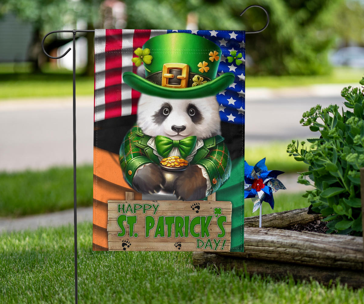 Panda Saint Patrick's Day Welcome American Flag And Ireland Flag St Patrick's Day Ideas - Image 5