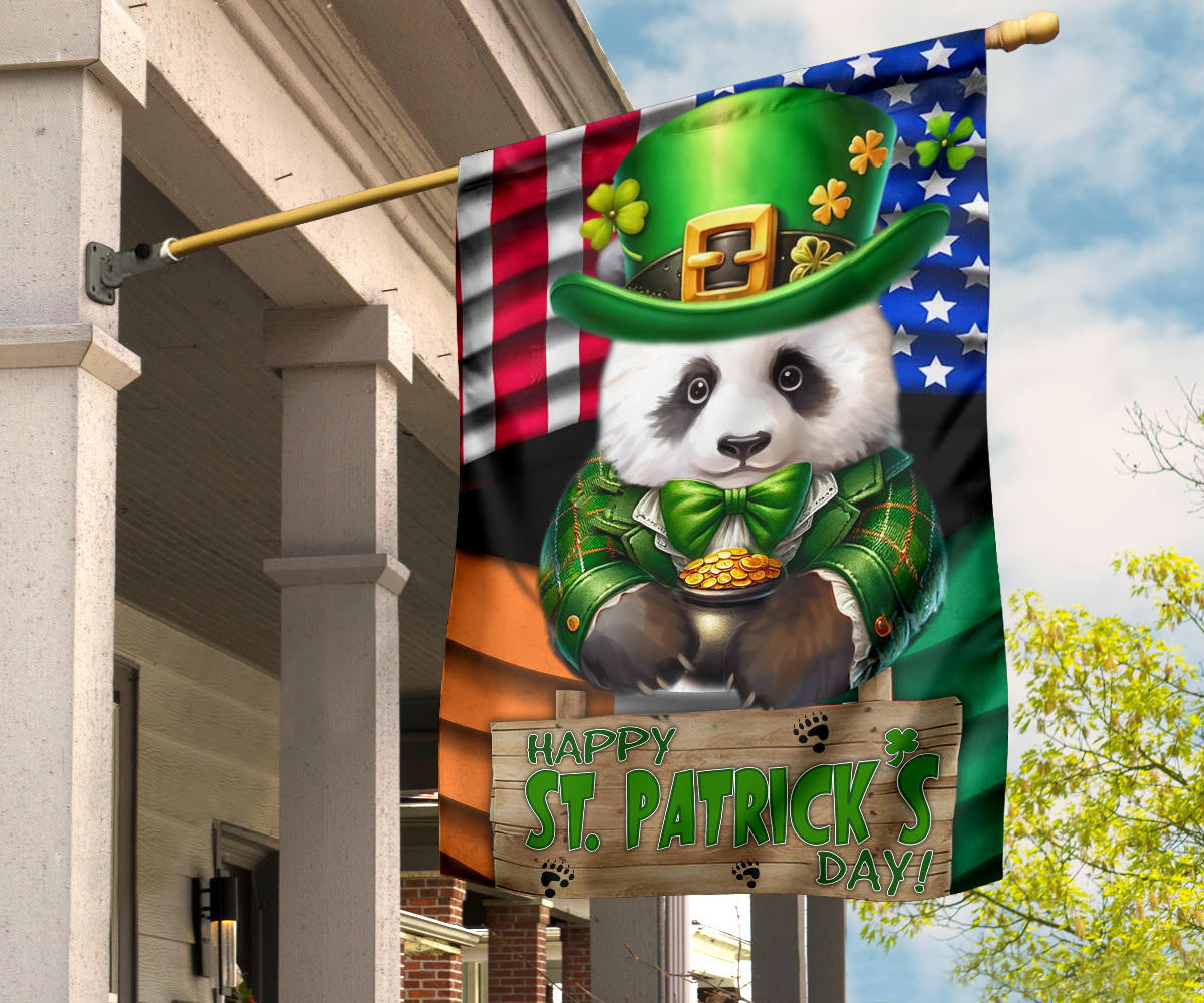Panda Saint Patrick's Day Welcome American Flag And Ireland Flag St Patrick's Day Ideas - Image 3