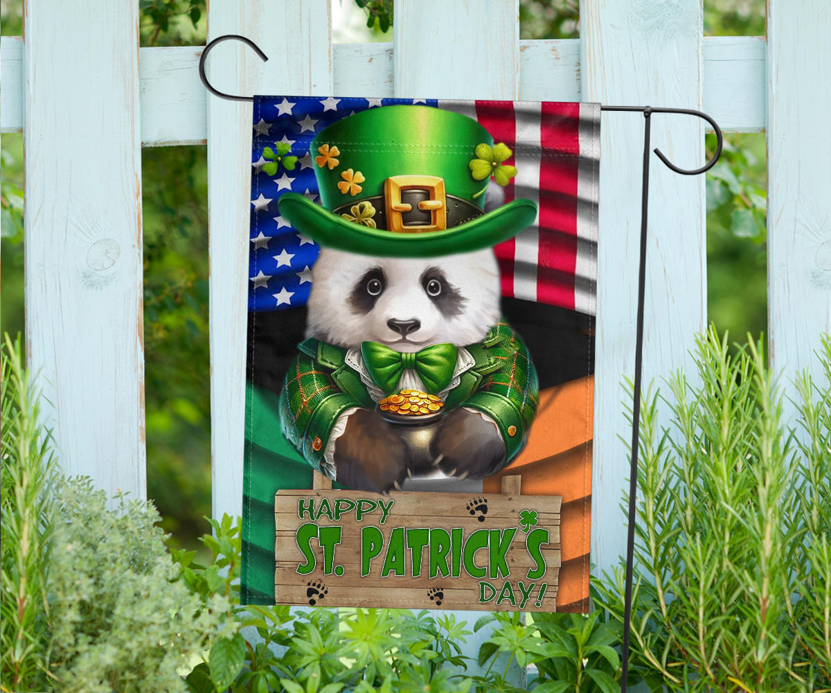 Panda Saint Patrick's Day Welcome American Flag And Ireland Flag St Patrick's Day Ideas - Image 2