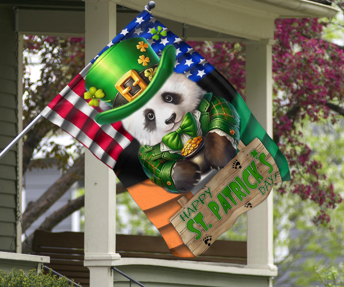 Panda Saint Patrick's Day Welcome American Flag And Ireland Flag St Patrick's Day Ideas - Image 6