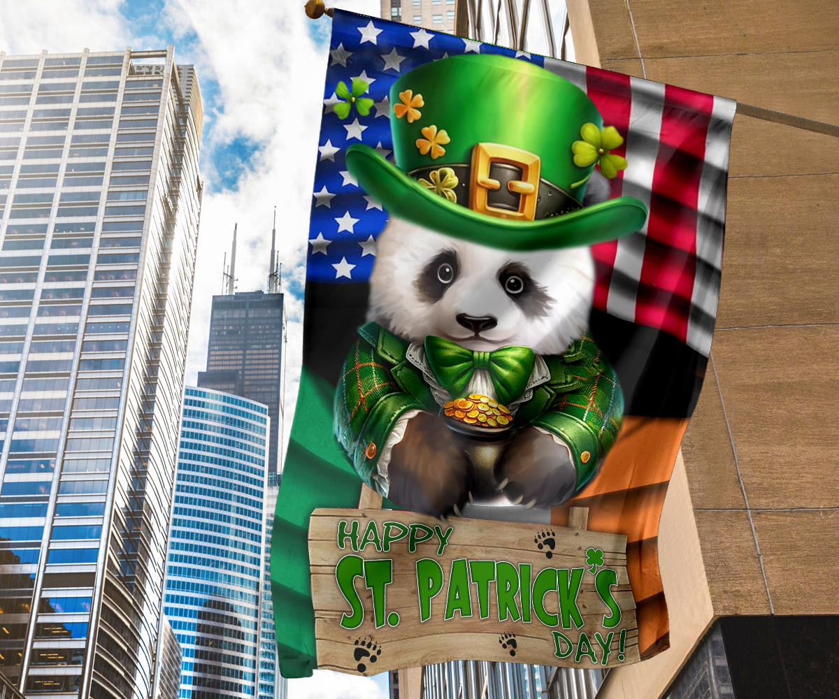 Panda Saint Patrick's Day Welcome American Flag And Ireland Flag St Patrick's Day Ideas - Image 8