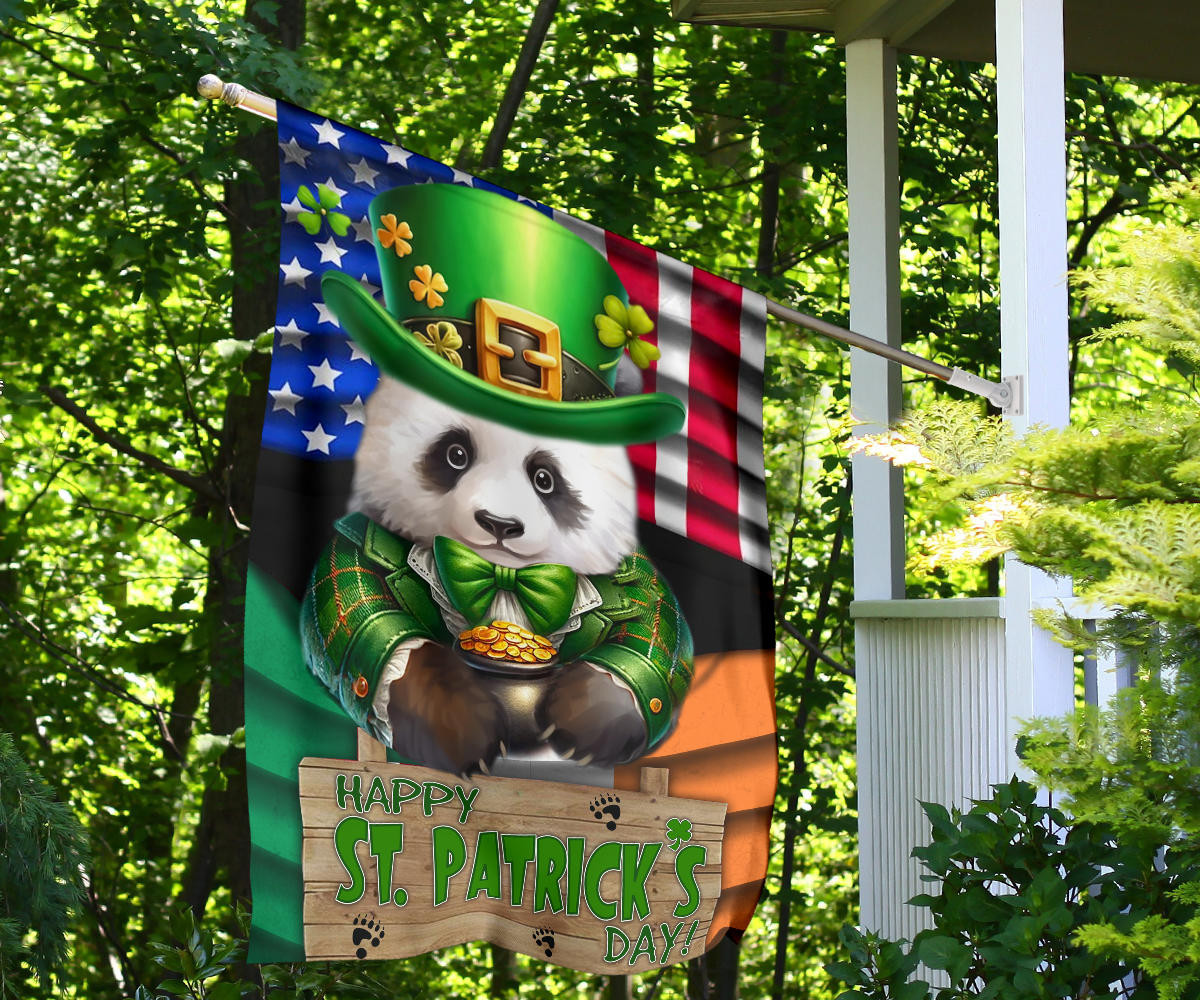 Panda Saint Patrick's Day Welcome American Flag And Ireland Flag St Patrick's Day Ideas - Image 9