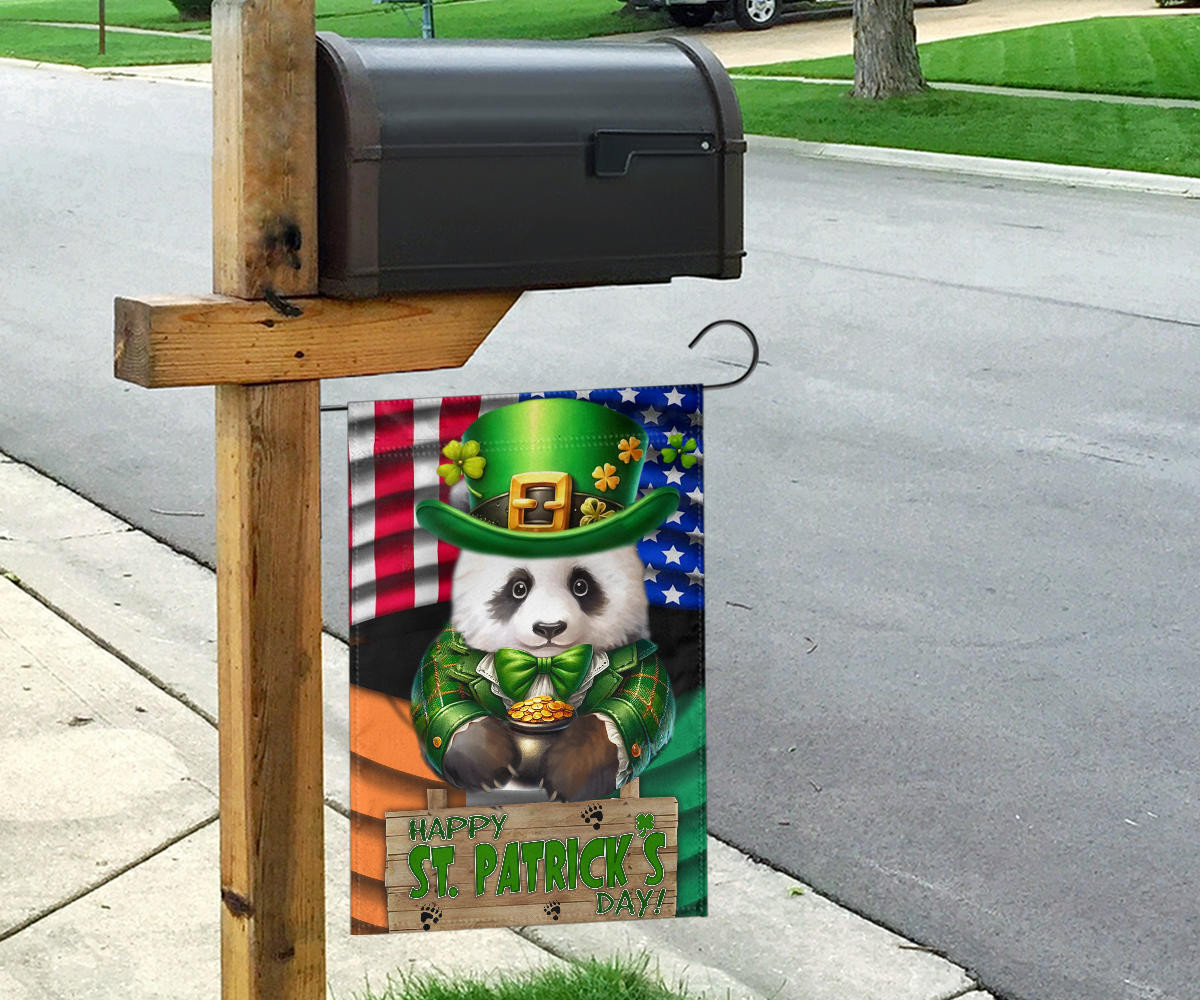 Panda Saint Patrick's Day Welcome American Flag And Ireland Flag St Patrick's Day Ideas - Image 4