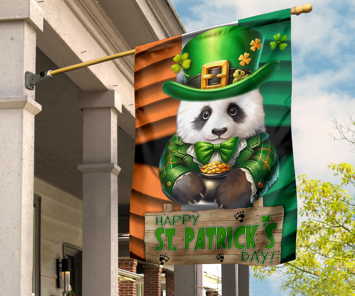 Panda Saint Patrick's Day Welcome Ireland Flag Happy St Patrick's Day Flag Gifts For Irish - Image 3