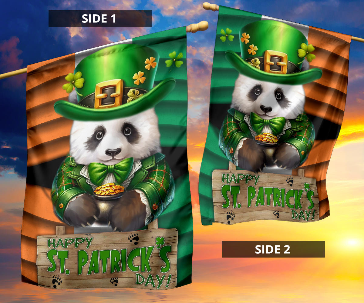 Panda Saint Patrick's Day Welcome Ireland Flag Happy St Patrick's Day Flag Gifts For Irish - Image 8