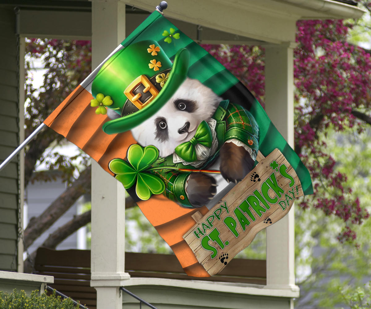 Panda Shamrock Saint Patrick's Day Welcome Ireland Flag St Patrick's Day Flag Gifts For Irish - Image 8