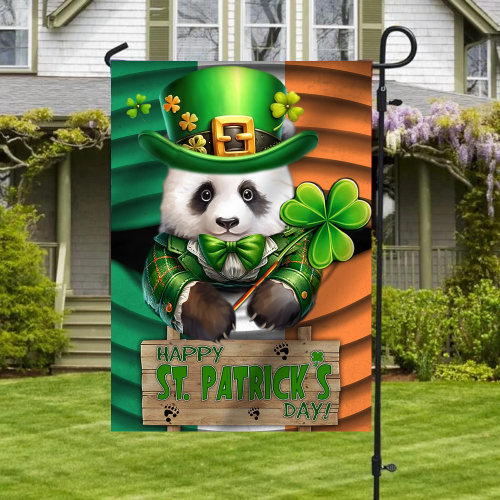 Panda Shamrock Saint Patrick's Day Welcome Ireland Flag St Patrick's Day Flag Gifts For Irish