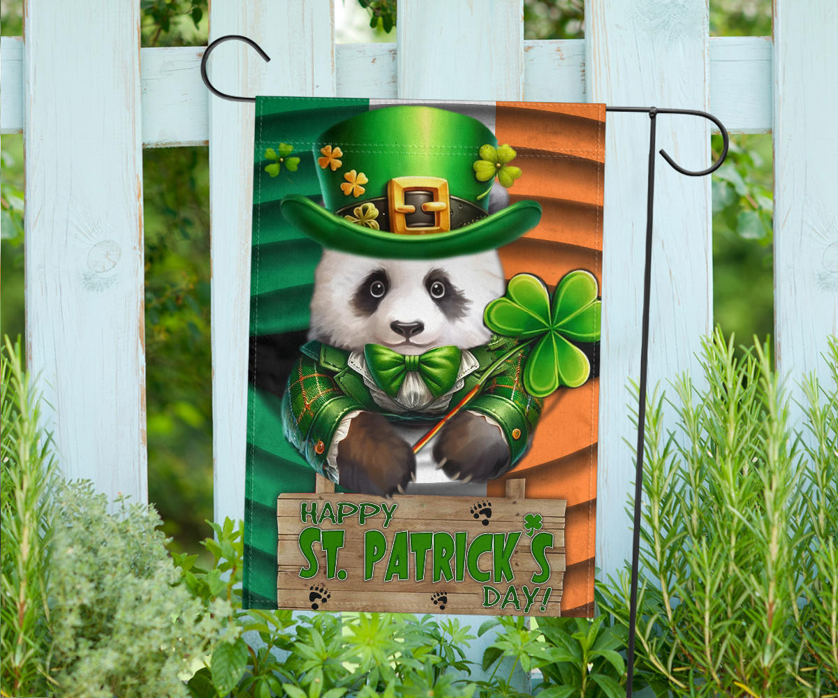 Panda Shamrock Saint Patrick's Day Welcome Ireland Flag St Patrick's Day Flag Gifts For Irish - Image 2