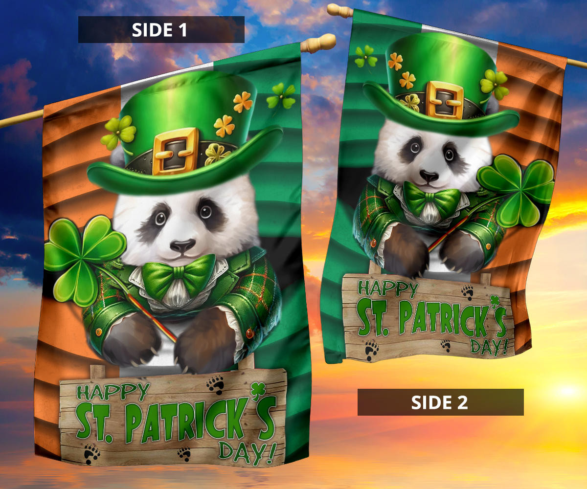 Panda Shamrock Saint Patrick's Day Welcome Ireland Flag St Patrick's Day Flag Gifts For Irish - Image 10