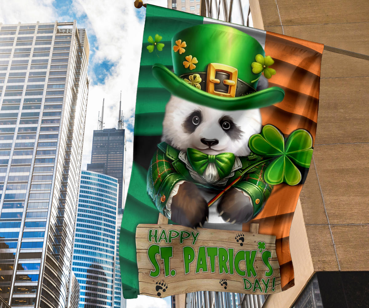 Panda Shamrock Saint Patrick's Day Welcome Ireland Flag St Patrick's Day Flag Gifts For Irish - Image 7