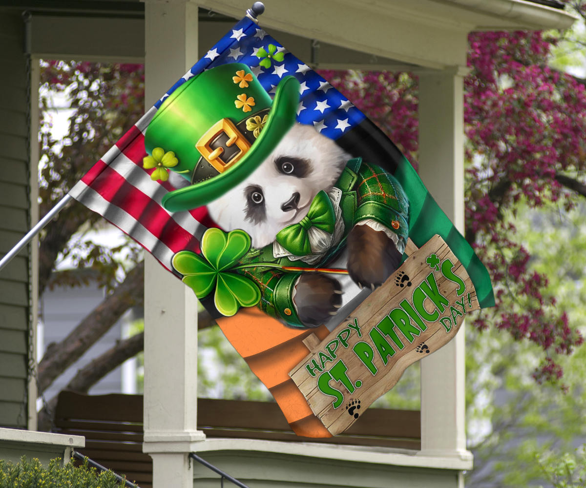 Panda Shamrock Saint Patrick's Day Welcome USA Flag And Ireland Flag St Patrick's Day Decor - Image 7