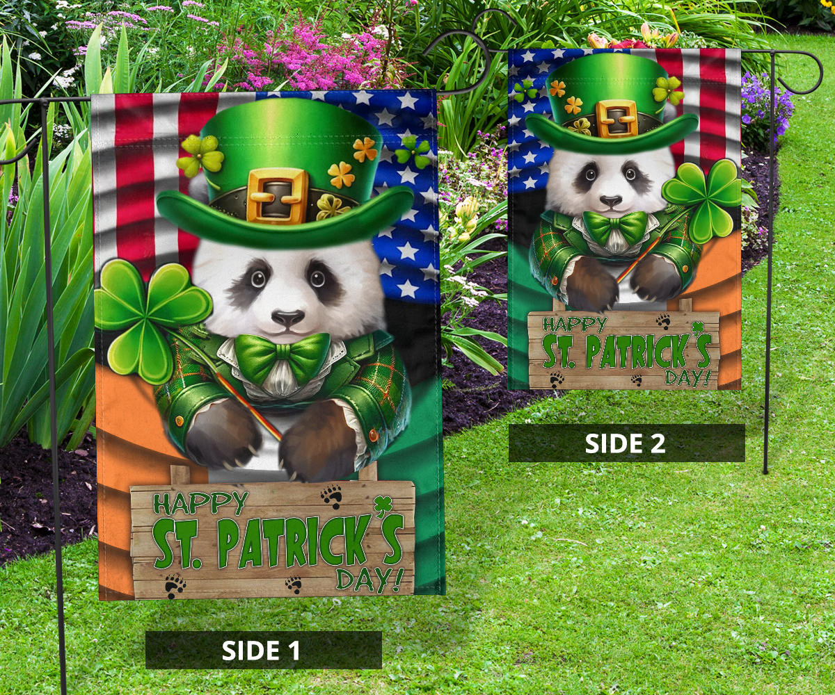 Panda Shamrock Saint Patrick's Day Welcome USA Flag And Ireland Flag St Patrick's Day Decor - Image 10