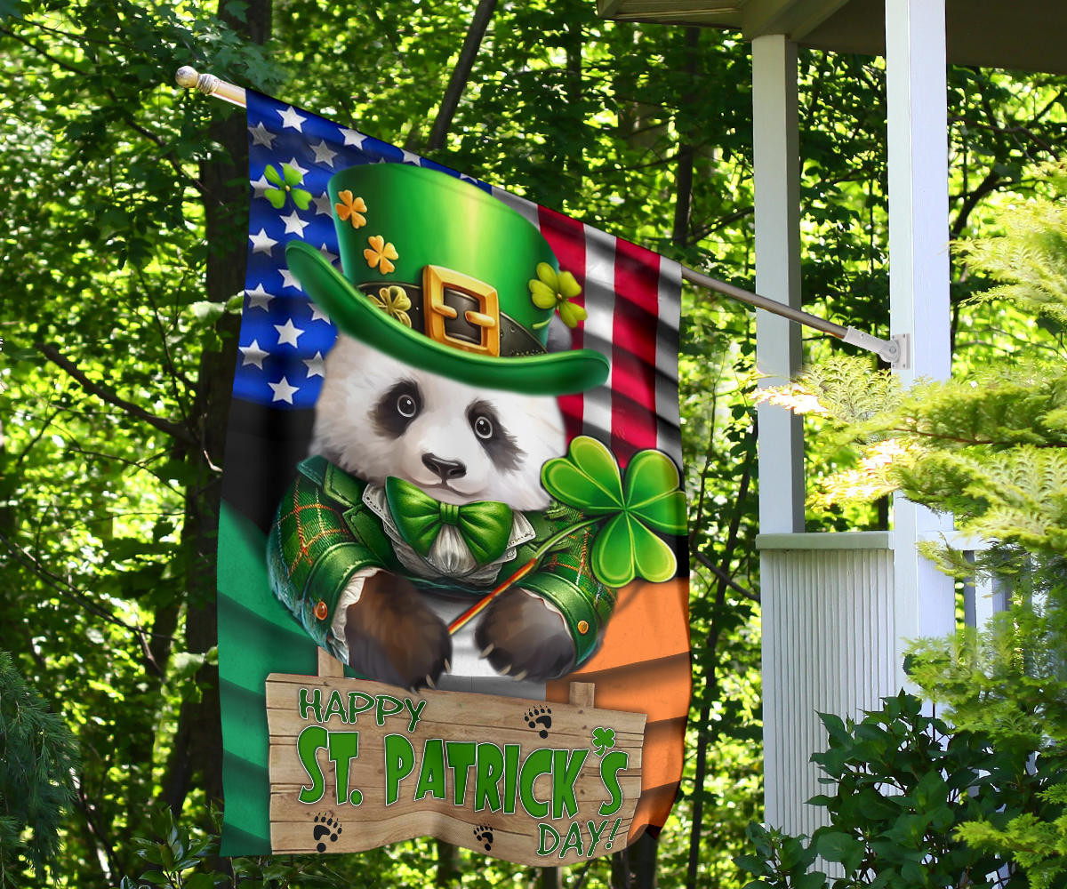 Panda Shamrock Saint Patrick's Day Welcome USA Flag And Ireland Flag St Patrick's Day Decor - Image 8