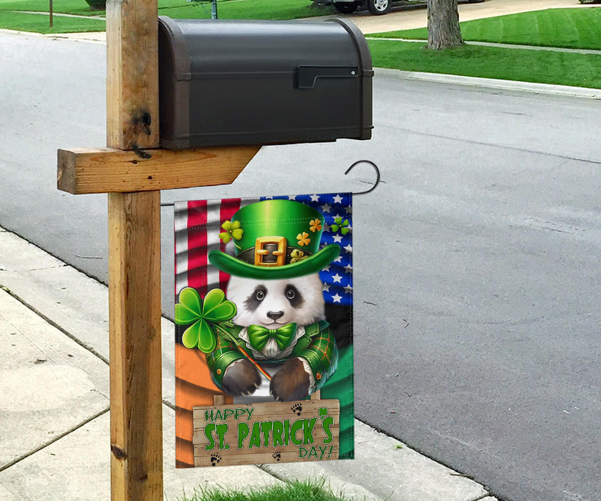 Panda Shamrock Saint Patrick's Day Welcome USA Flag And Ireland Flag St Patrick's Day Decor - Image 6