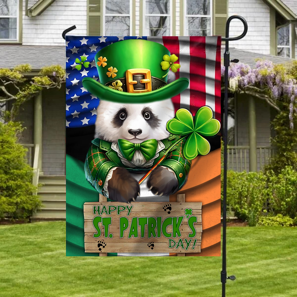 Panda Shamrock Saint Patrick's Day Welcome USA Flag And Ireland Flag St Patrick's Day Decor