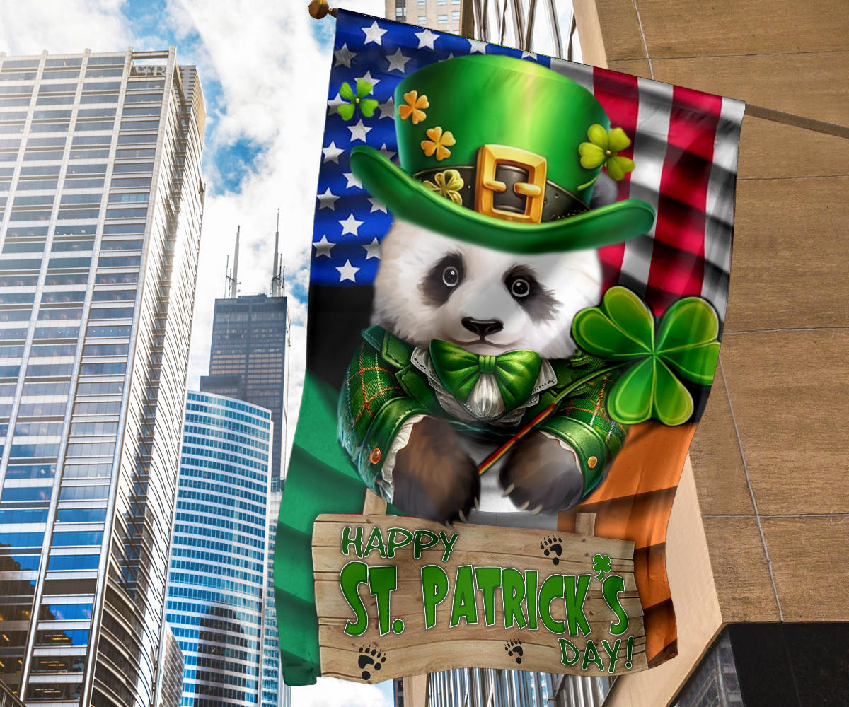 Panda Shamrock Saint Patrick's Day Welcome USA Flag And Ireland Flag St Patrick's Day Decor - Image 5