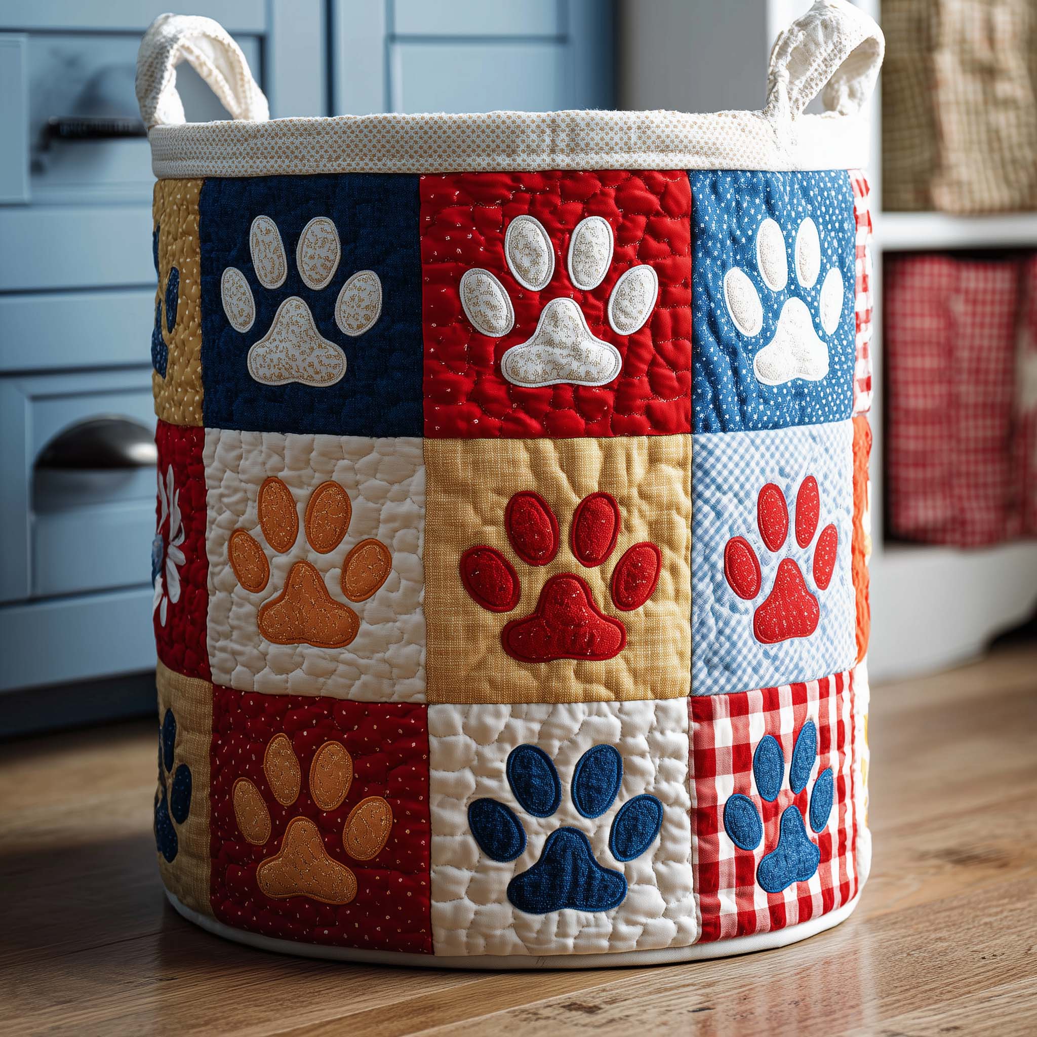 Paws Patchwork Quilted Laundry Basket Colorful Laundry Hamper Awesome Dog Lover Gifts