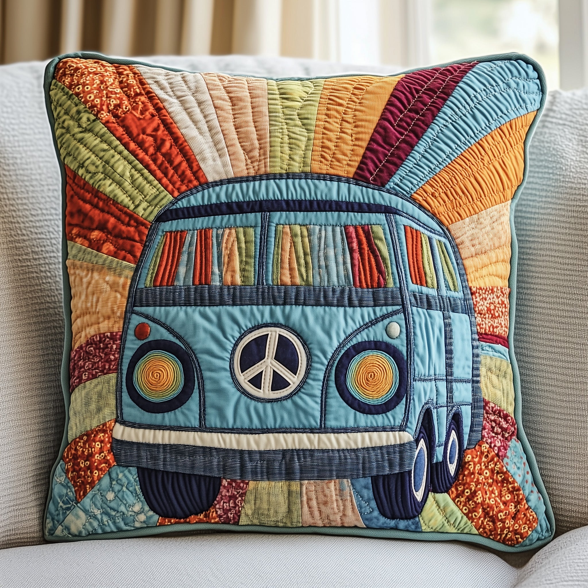 Peace Sign Quilted Pillow Case Pillow Protector CoverBest Gifts For The Hippie In Your Life