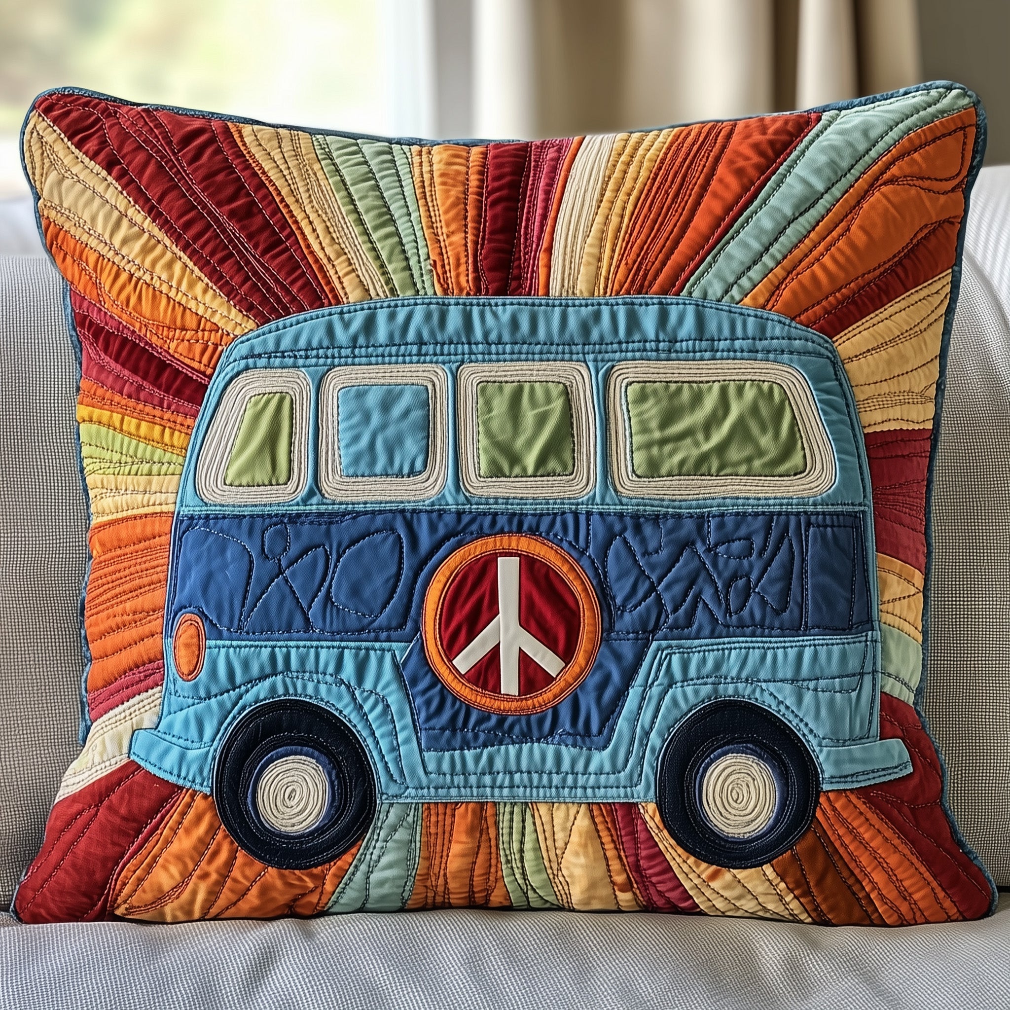 Peace Sign Quilted Pillow Case Pillow Protector CoverChristmas Gift Ideas For Hippies