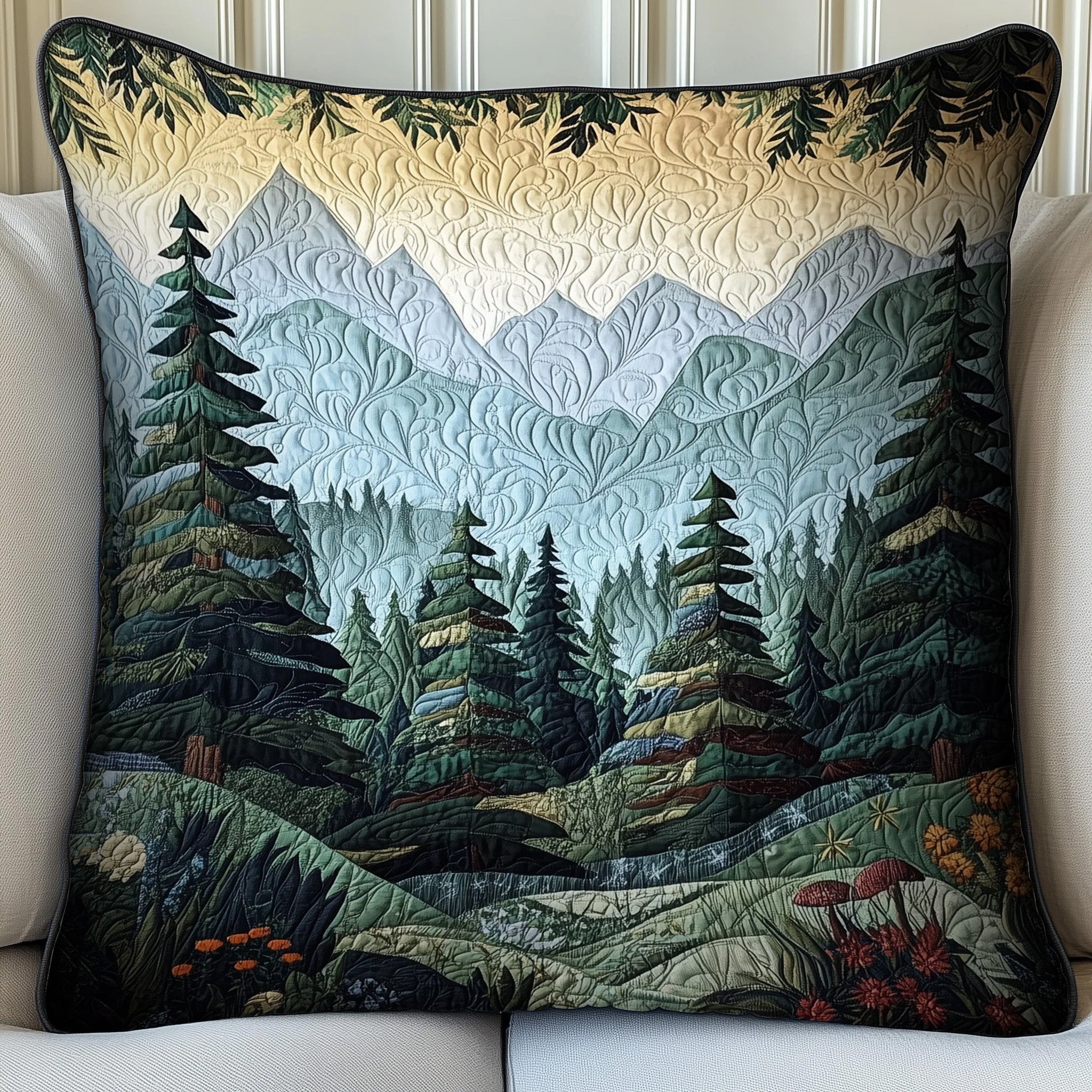 Peaceful Mountain Quilted Pillow Case Pillow Protector CoverChristmas Gifts From Brother To Sister