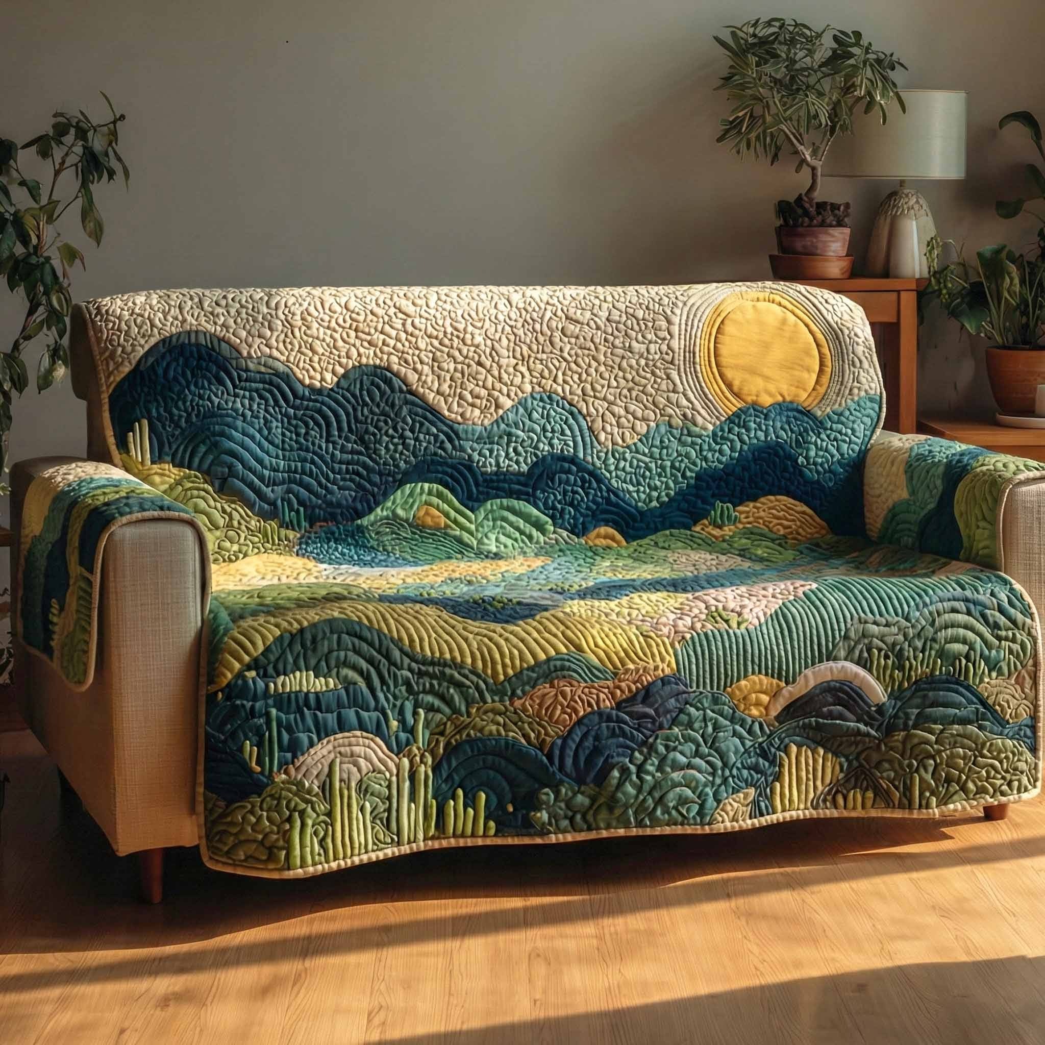 Quite Dunes Quilted Sofa Cover Mountain Landscape Couch Covers Gifts For Mom