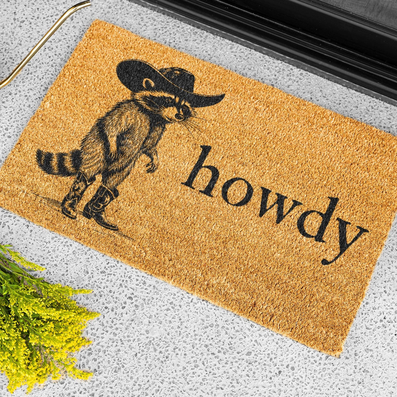 Racoon Cowboy Howdy Doormat Funny Welcome Mat Western Decor Gifts For Racoon Lovers
