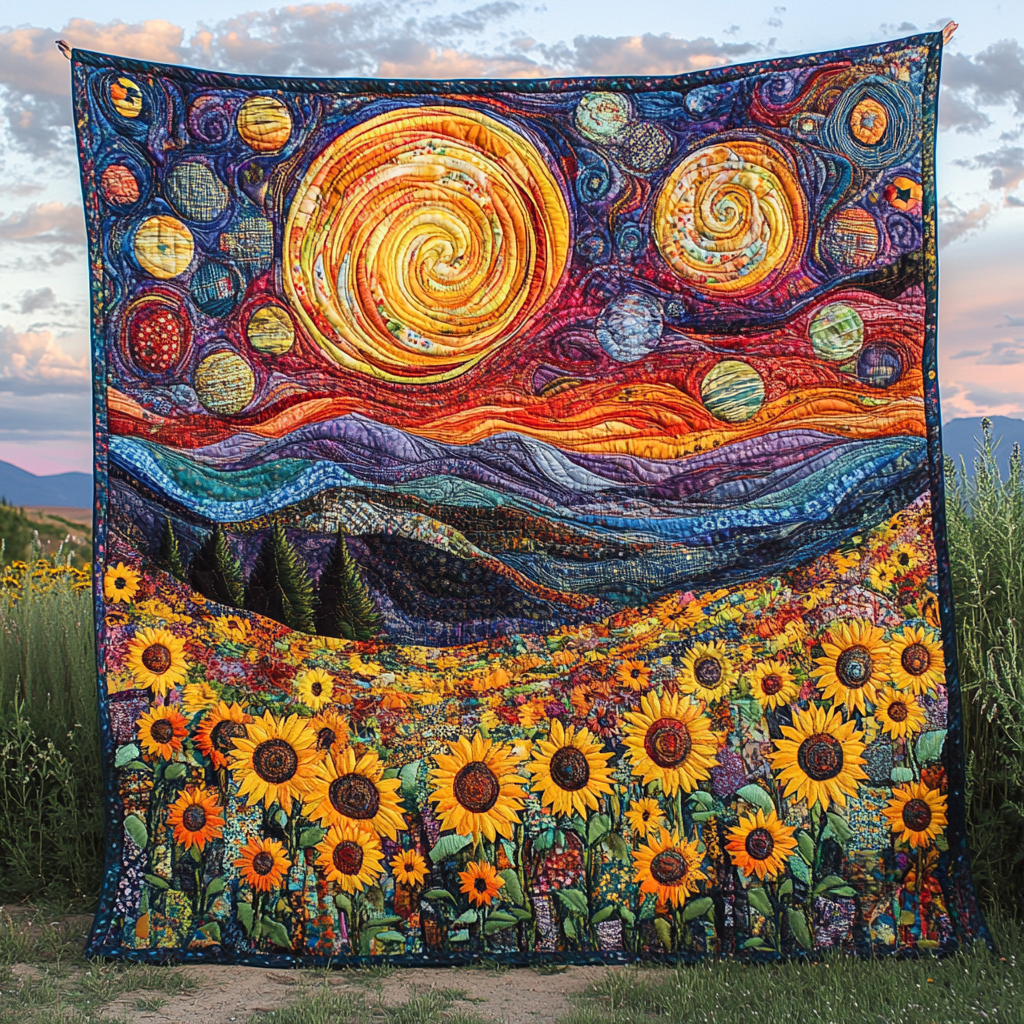 Radiant Fields Quilted Blanket Cool Throw Blanket Sunflower Gifts For Friends