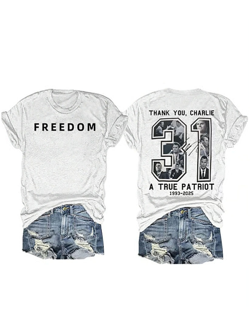 Red Charlie Kirk 31 Freedom Tee Shirt Women's Support Wear Red For Charlie Kirk Day Merch - Image 2
