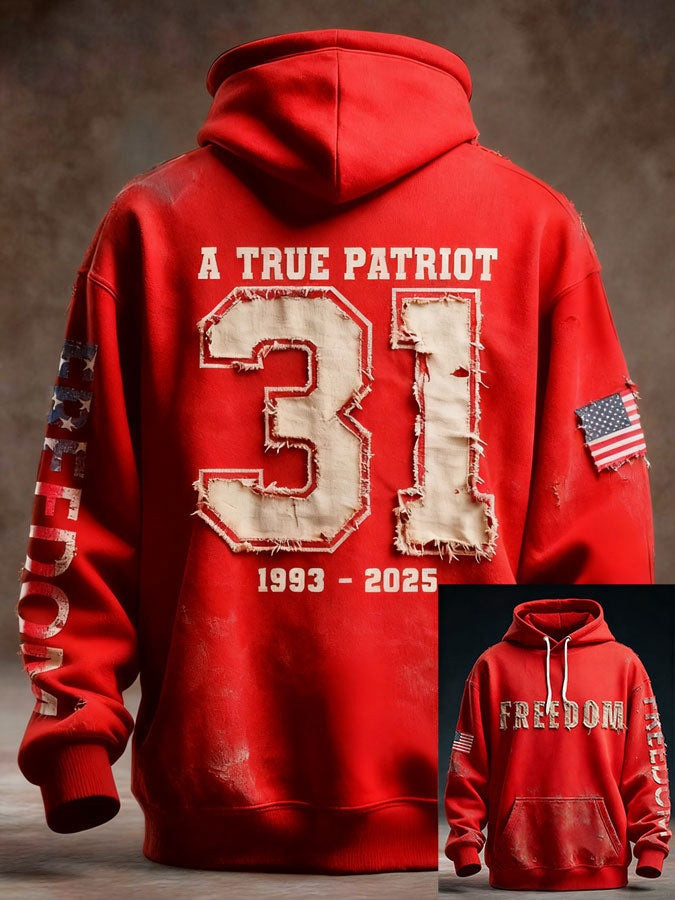 Red Charlie Kirk 31 Hoodie A True Patriot Wear Red On October 14 National Day Apparel Gifts - Image 2