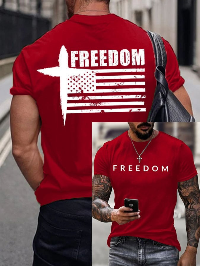 Red Charlie Kirk Day Freedom Tee Shirt Faith American Flag Wear Red On October 14 Birthday - Image 3