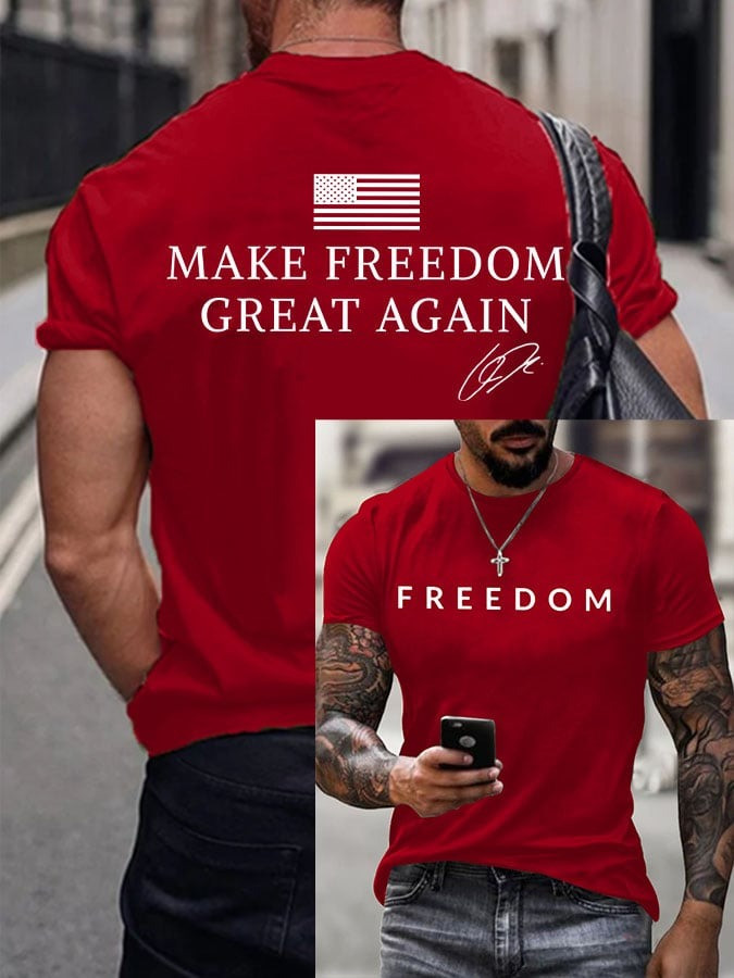 Red Charlie Kirk Day Freedom Tee Shirt Signed Make Freedom Great Again Memorial Clothing - Image 2