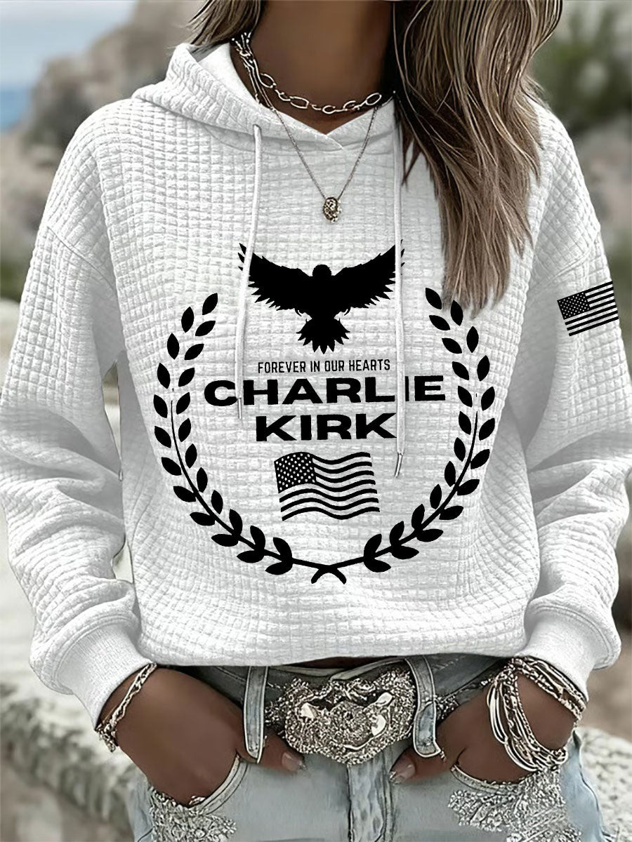 Red Charlie Kirk Forever In Our Heart Hoodie Eagle Wear Red For Charlie Kirk Day Clothing - Image 2