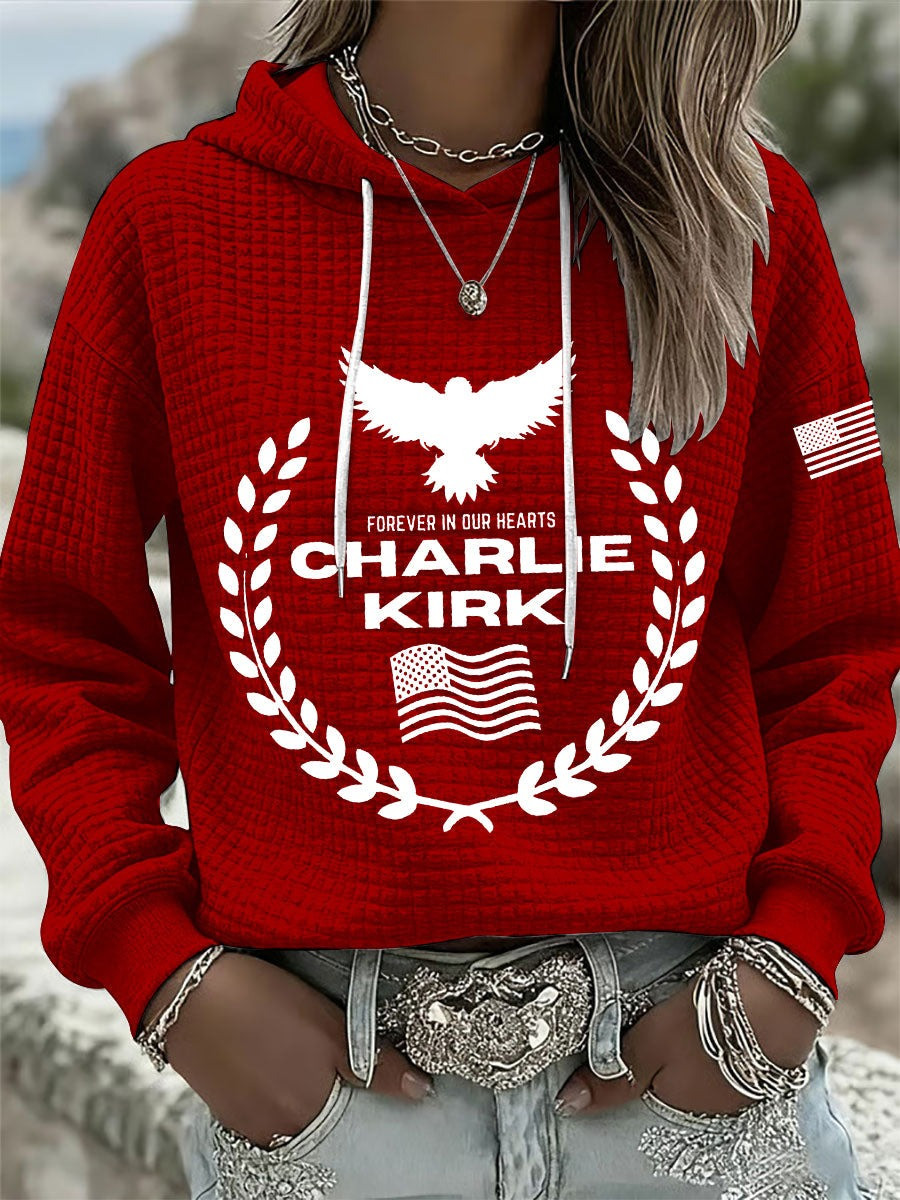 Red Charlie Kirk Forever In Our Heart Hoodie Eagle Wear Red For Charlie Kirk Day Clothing