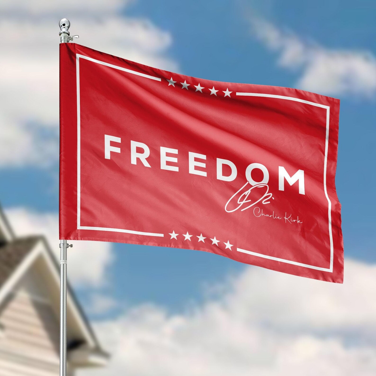 Red Charlie Kirk Freedom Flag Signed Signature Charlie Kirk National Day Of Remembrance