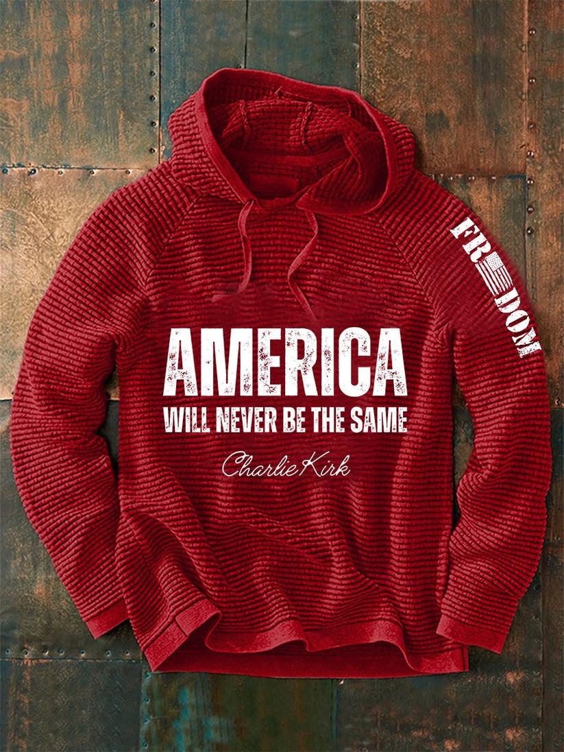 Red Charlie Kirk Freedom Hoodie America I Will Never Be The Same Wear Red For Oct 14 Day - Image 2